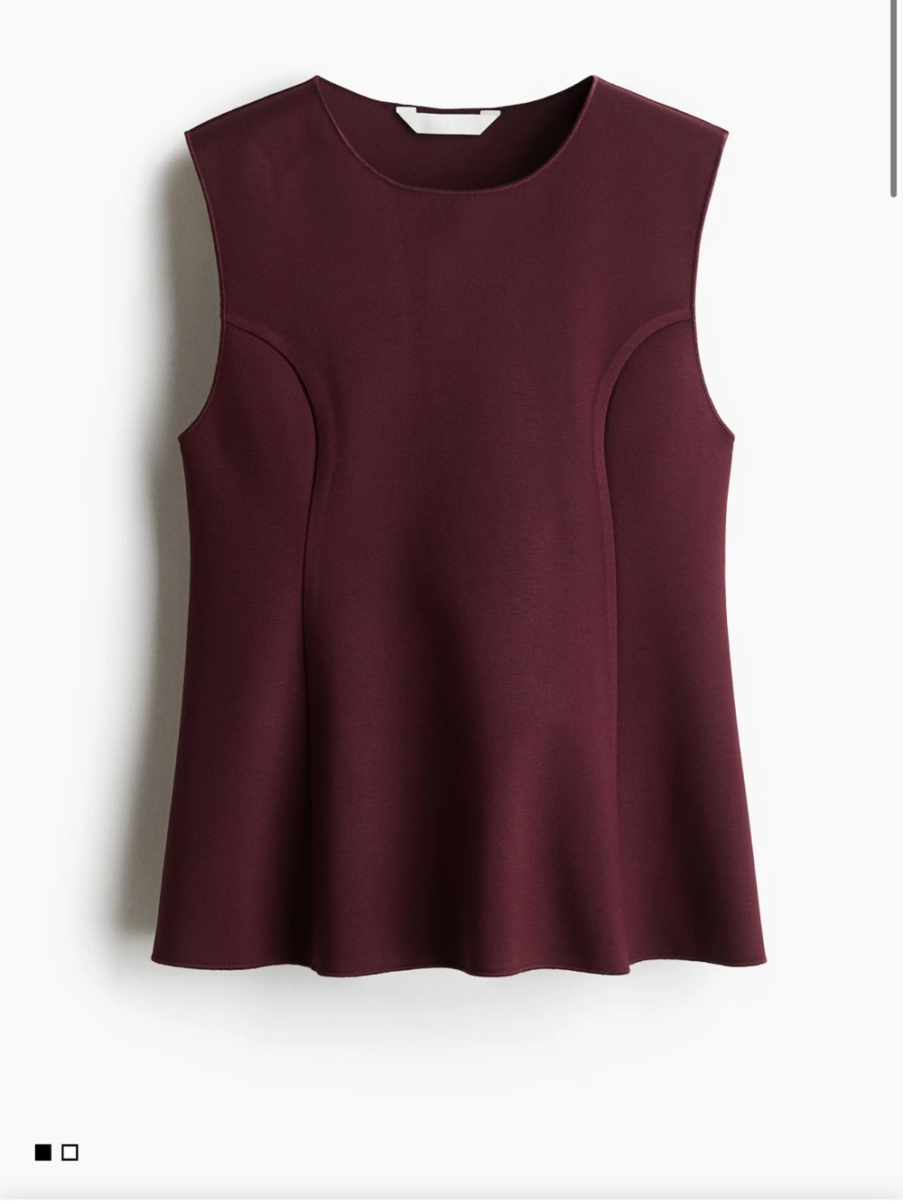 NWT H&M Interlock Sleeveless Peplum Top, Burgundy Red, Size XL